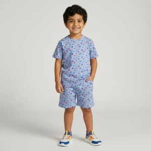 Kids’ summer pajama set cotton T-Shirt & Shorts – Grey