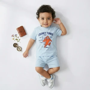 Kids summer cotton pajamas Baby Blue Looney Tunes set
