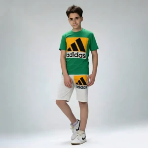 Boys’ summer casual set Cotton Tweens Green