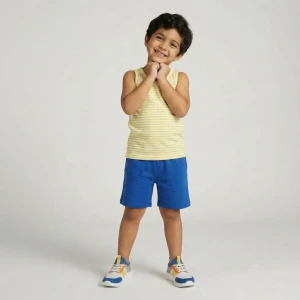 Kids summer cotton pajama set Yellow & White sleeveless with shorts (boy & girl)