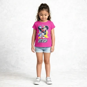 Girls’ Minnie & friends cotton T-Shirt – Fuchsia (Pink)
