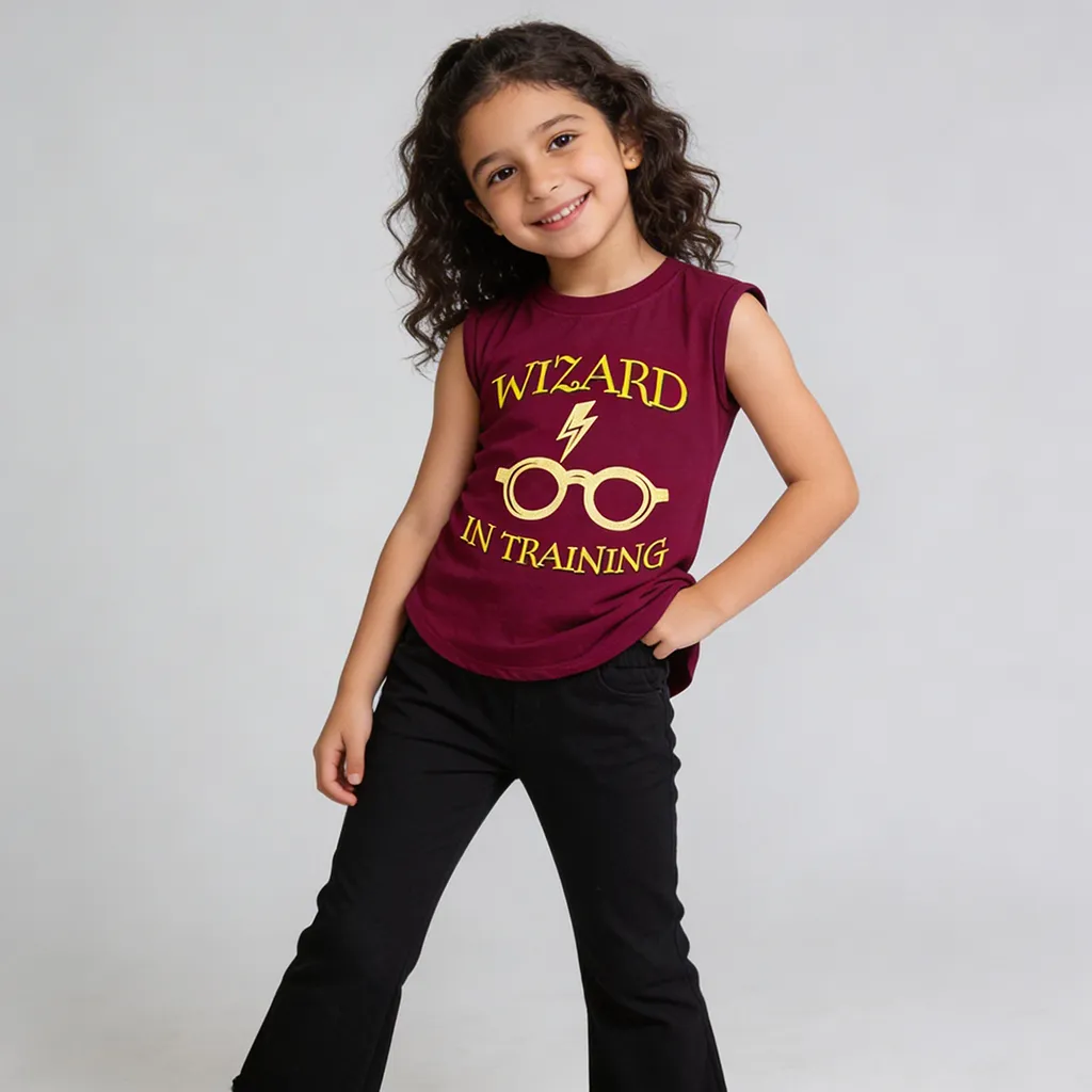 Girls sleeveless cotton T-Shirt – Harry Potter  Burgundy