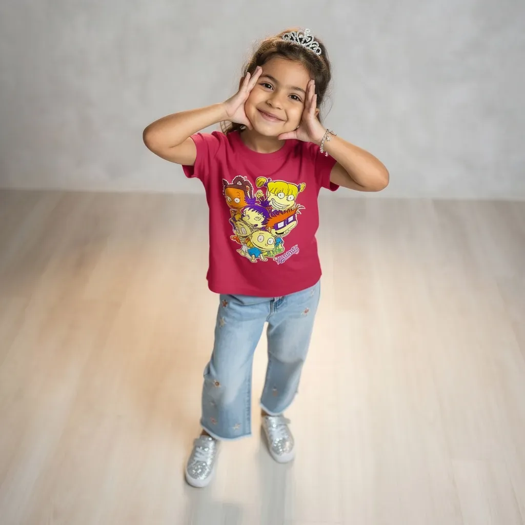 Girls’ summer cotton T-Shirt  regular fit, drack Red | Nebu Kids