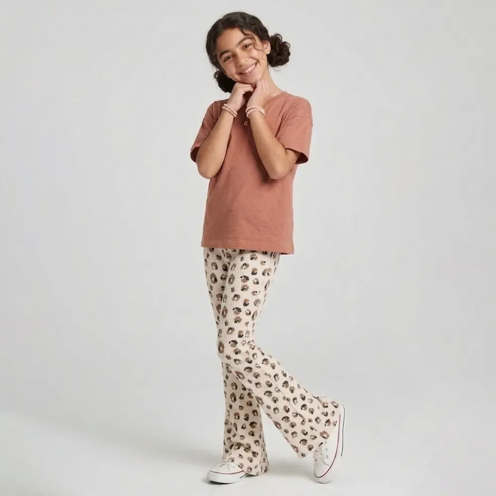 Leopard Waffle Knit Bell Bottoms