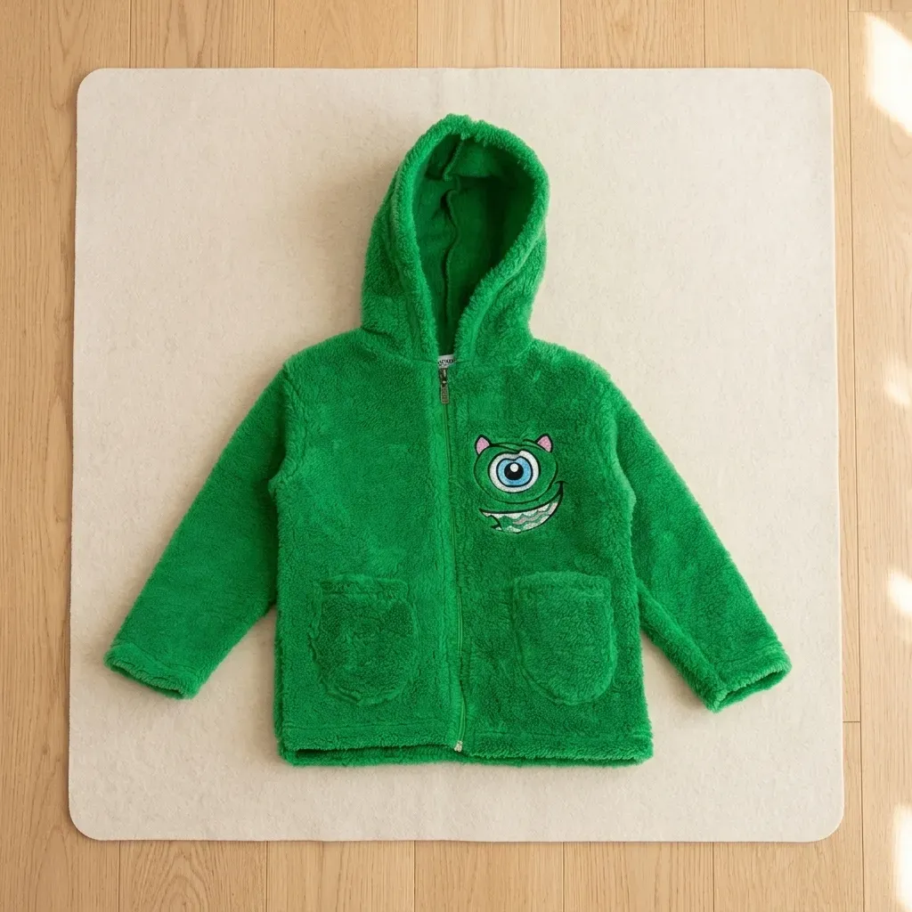 Kids' lightweight zip up hooded fur jacket