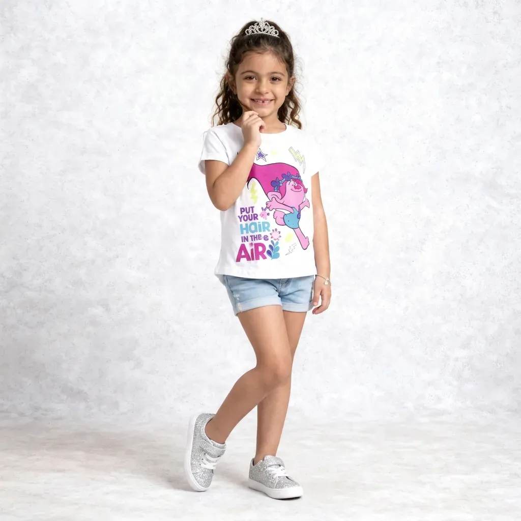 Girl Trolls summer T Shirt  White