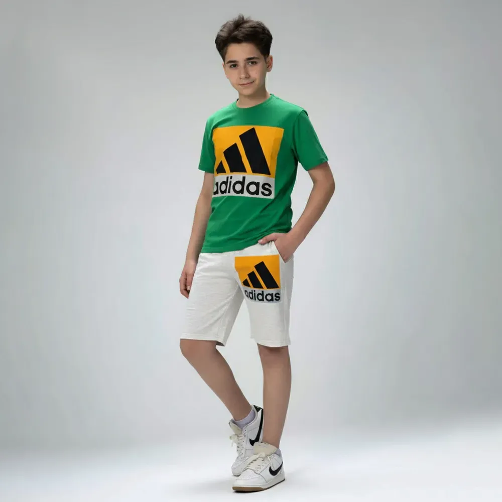 Boys’ summer casual set Cotton Tweens Green