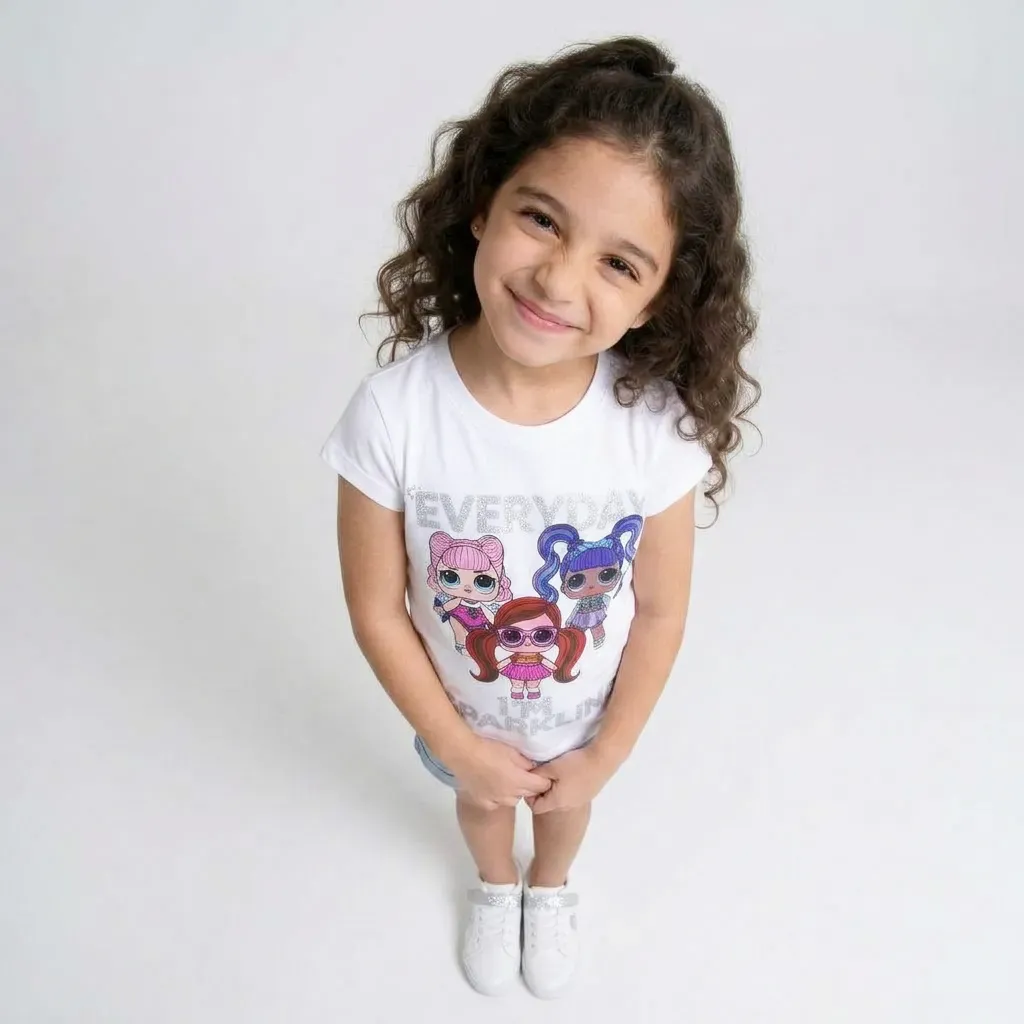 Girl summer slim fit Sparkle White T-Shirt