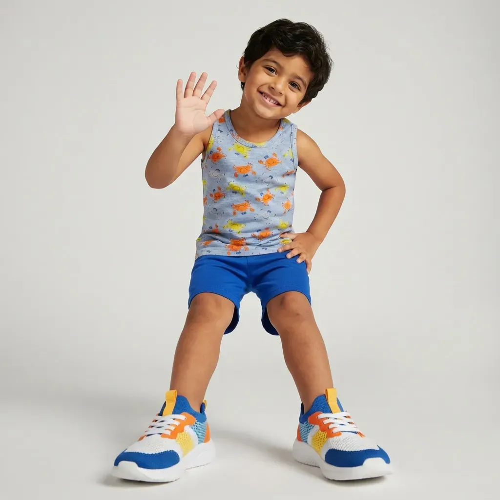 Kids summer cotton pajama set sleeveless Crab design (2-Piece Set)