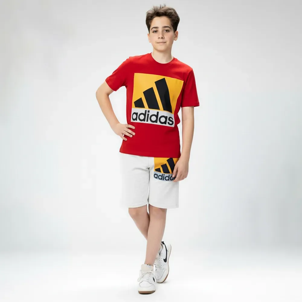 Boys’ summer casual set Cotton Tweens Red