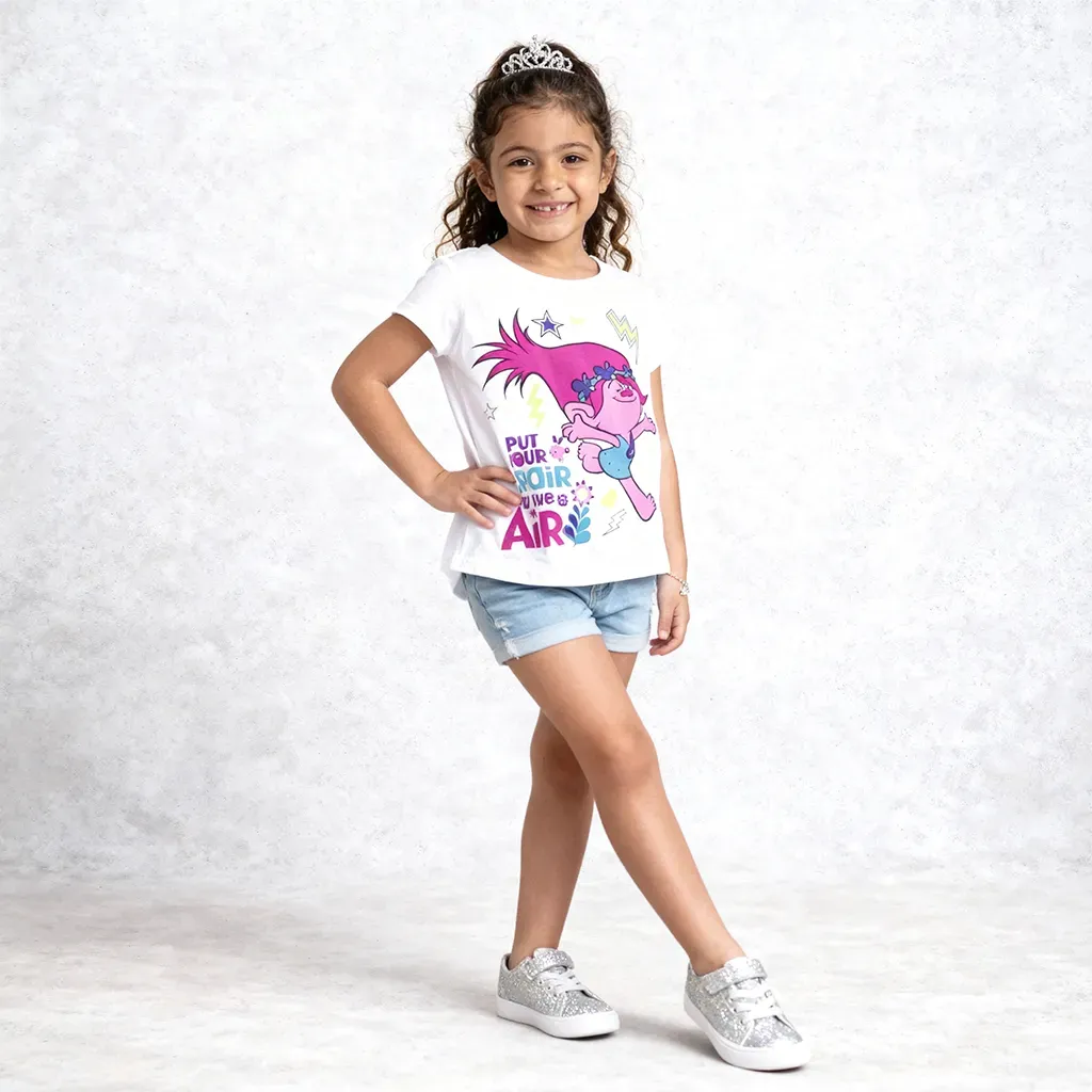 Girl Trolls summer T Shirt  White