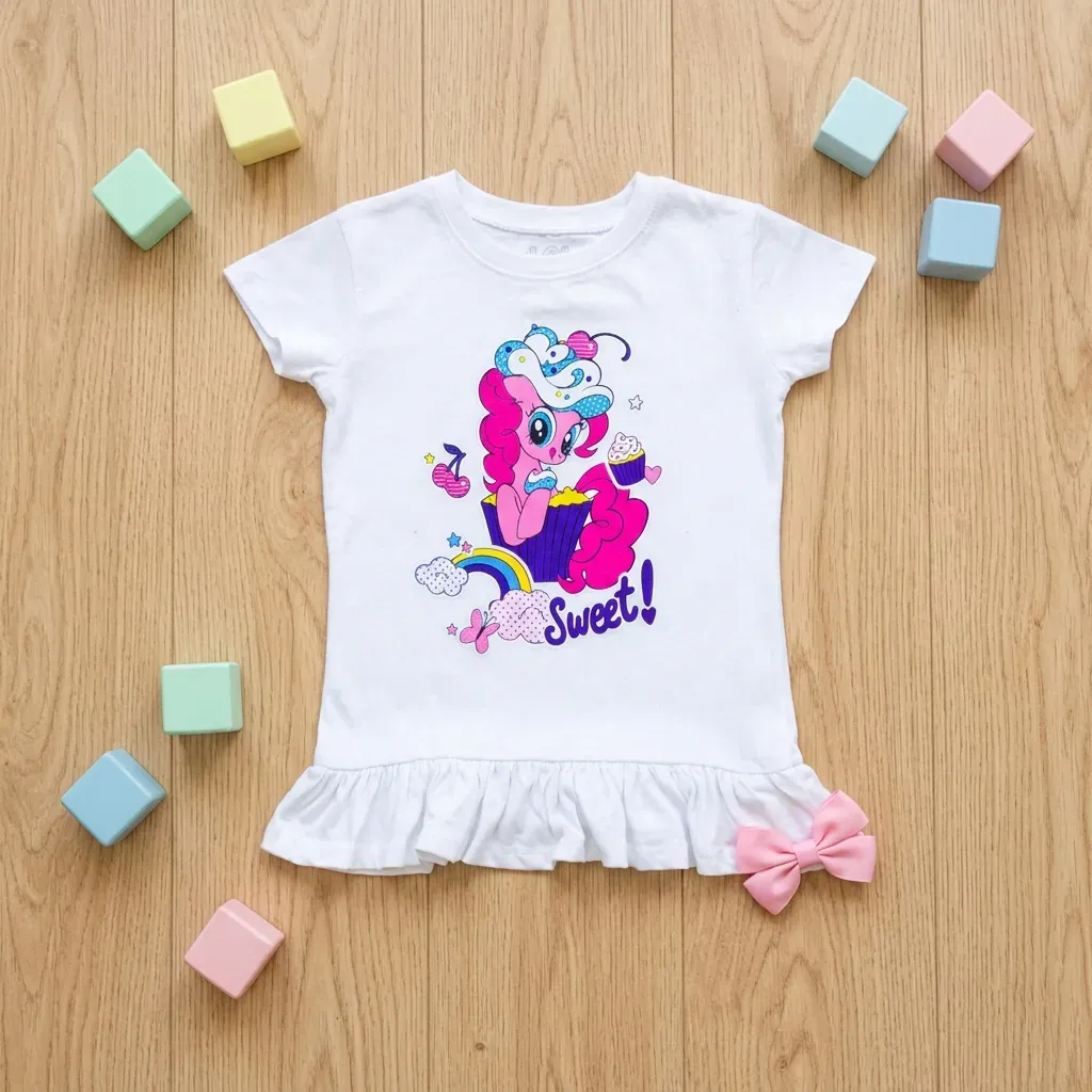 Girls T-Shirt  My Little Pony ruffle design cotton White