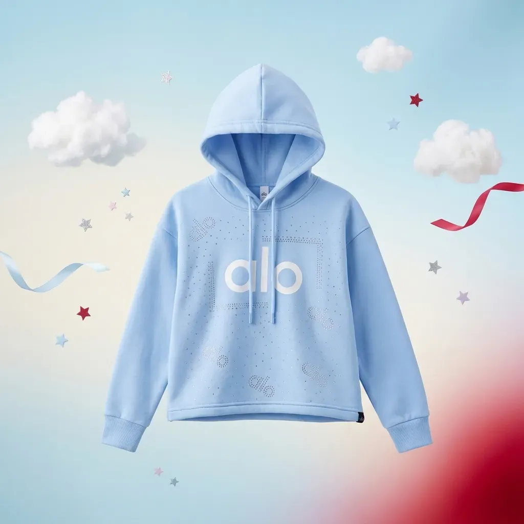 Girls' Fleece-Lined Cropped Winter Hoodie With Crystal Glitter