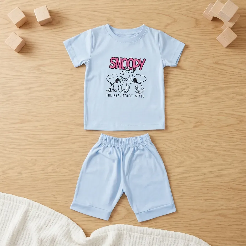 Boys summer Cotton Pajama Baby Blue Snoopy Set