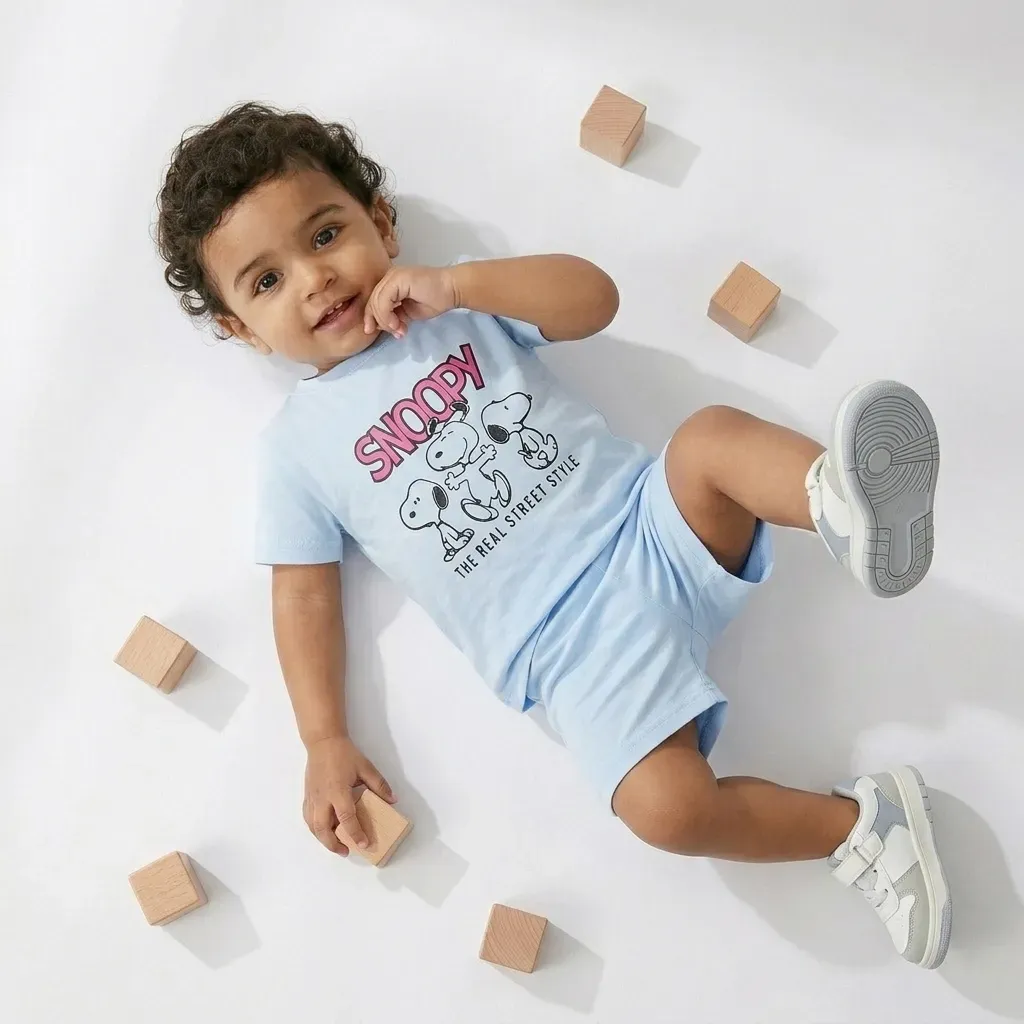 Boys summer Cotton Pajama Baby Blue Snoopy Set