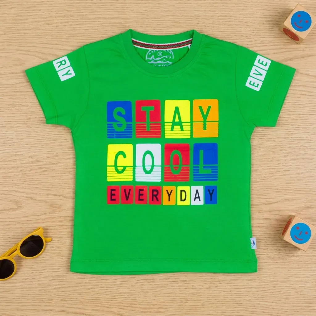 Boys’ Green “Stay Cool” summer cotton T-Shirt