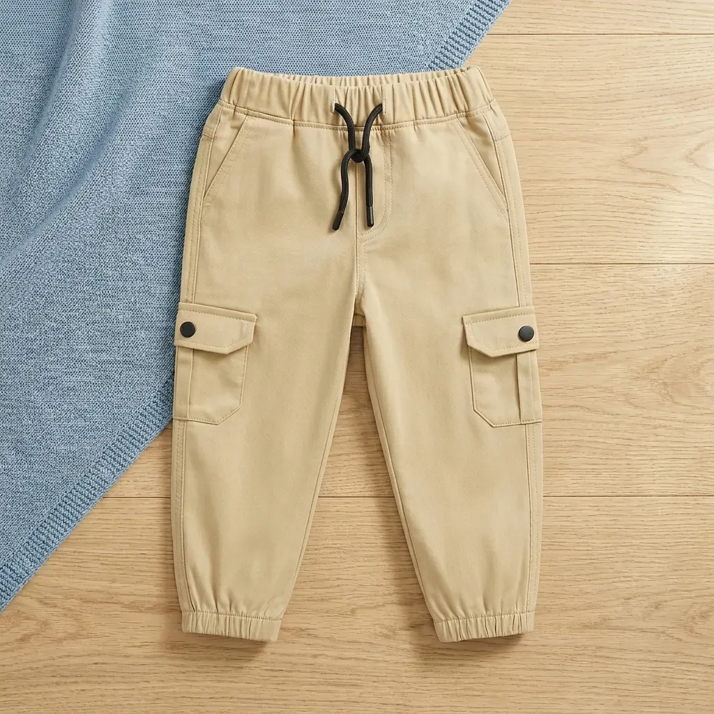 Gabardine pants for Boys baggy design color Beige