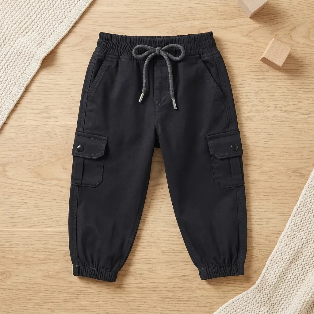 Gabardine pants for Boys baggy design color Royal Black