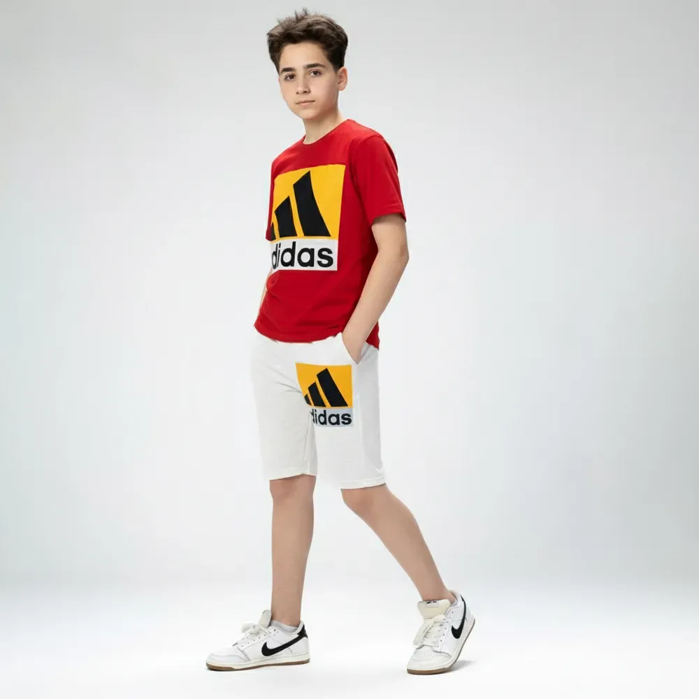 Boys’ summer casual set Cotton Tweens Red