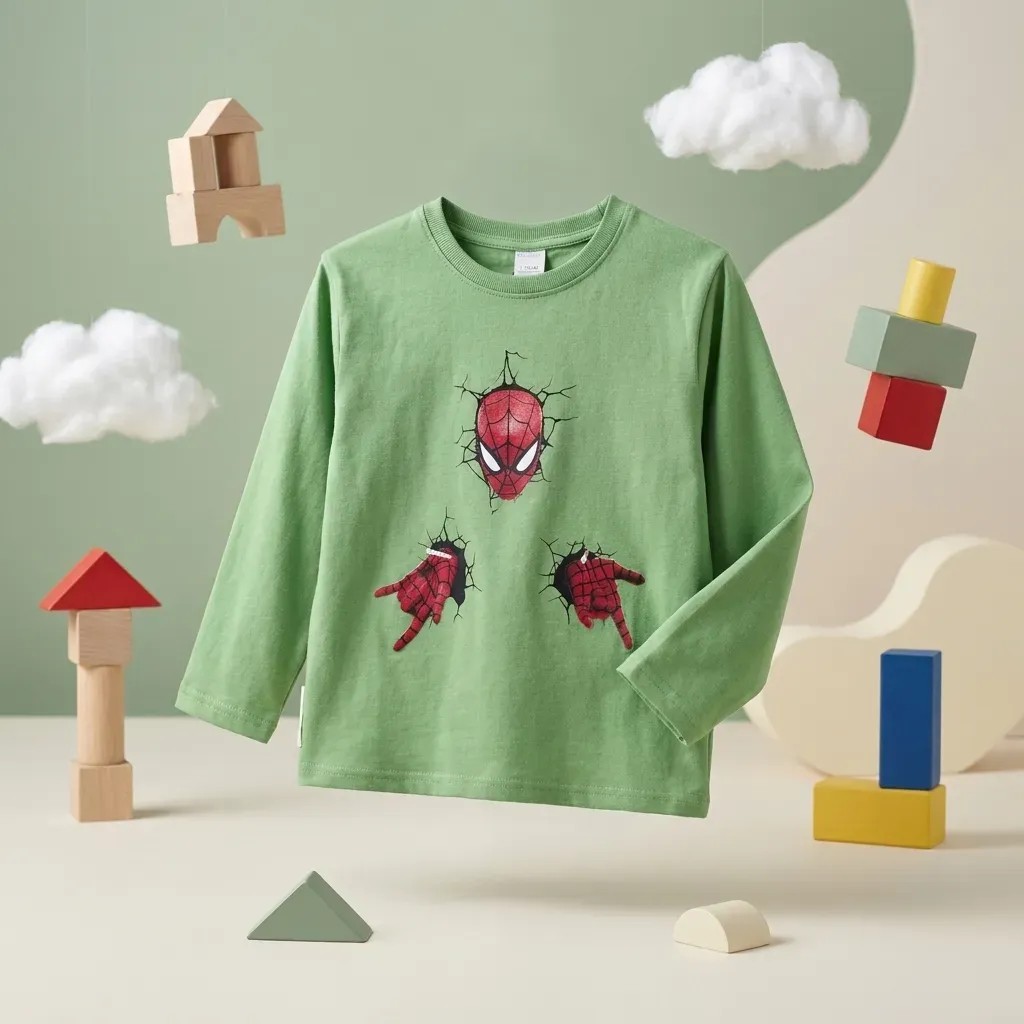 Olive Spider-Man boys' winter t-shirt