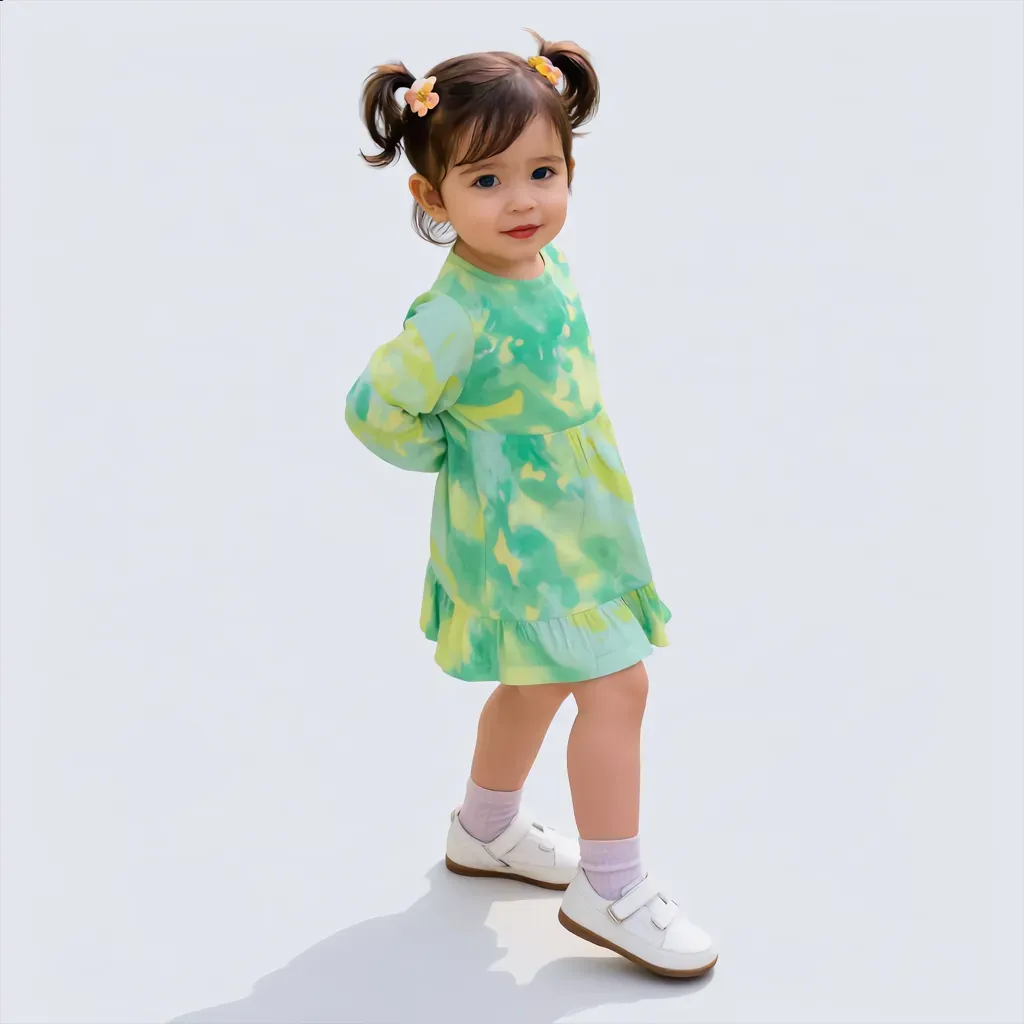 Long-Sleeve Colorful Cotton Autumn Toddler Dress - Imported