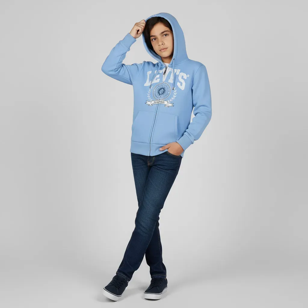 Boys Zip Up Hooded Sweatshirt Cotton Fleece original brand
