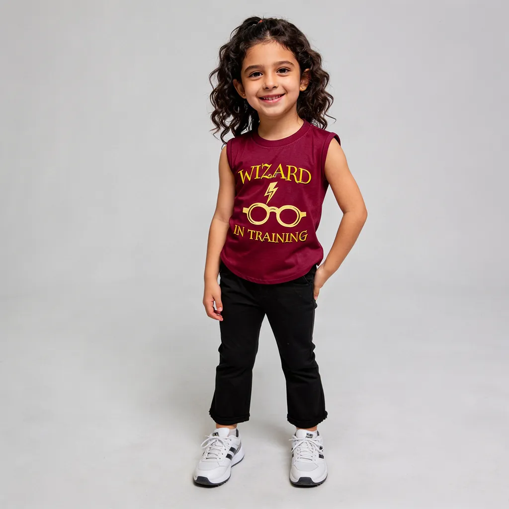 Girls sleeveless cotton T-Shirt – Harry Potter  Burgundy
