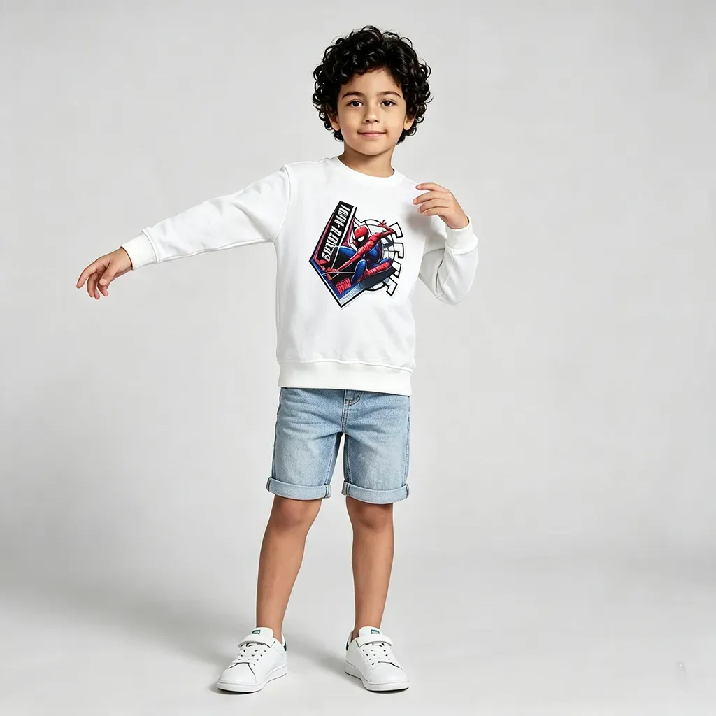 Boys' white Spider-Man imported sweatshirt