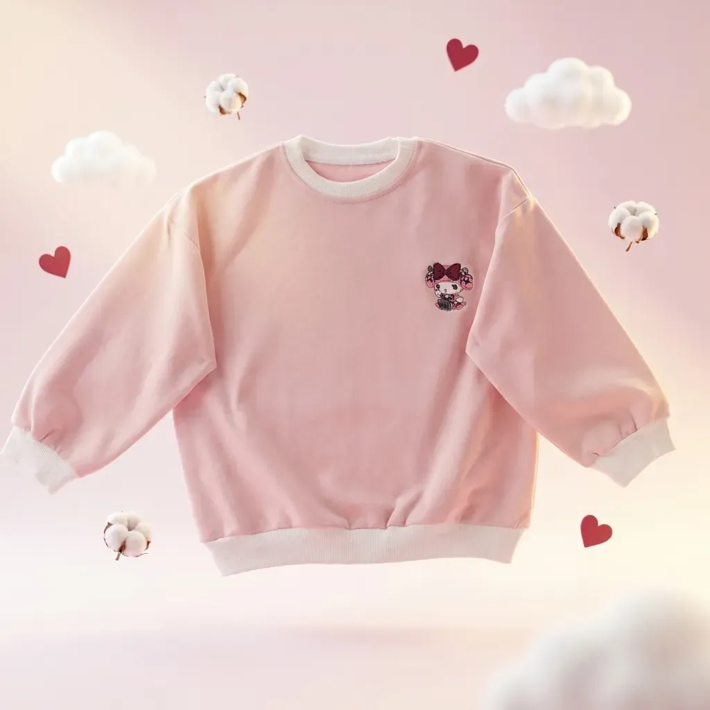 Girls' heavy fleece-lined double-print winter top