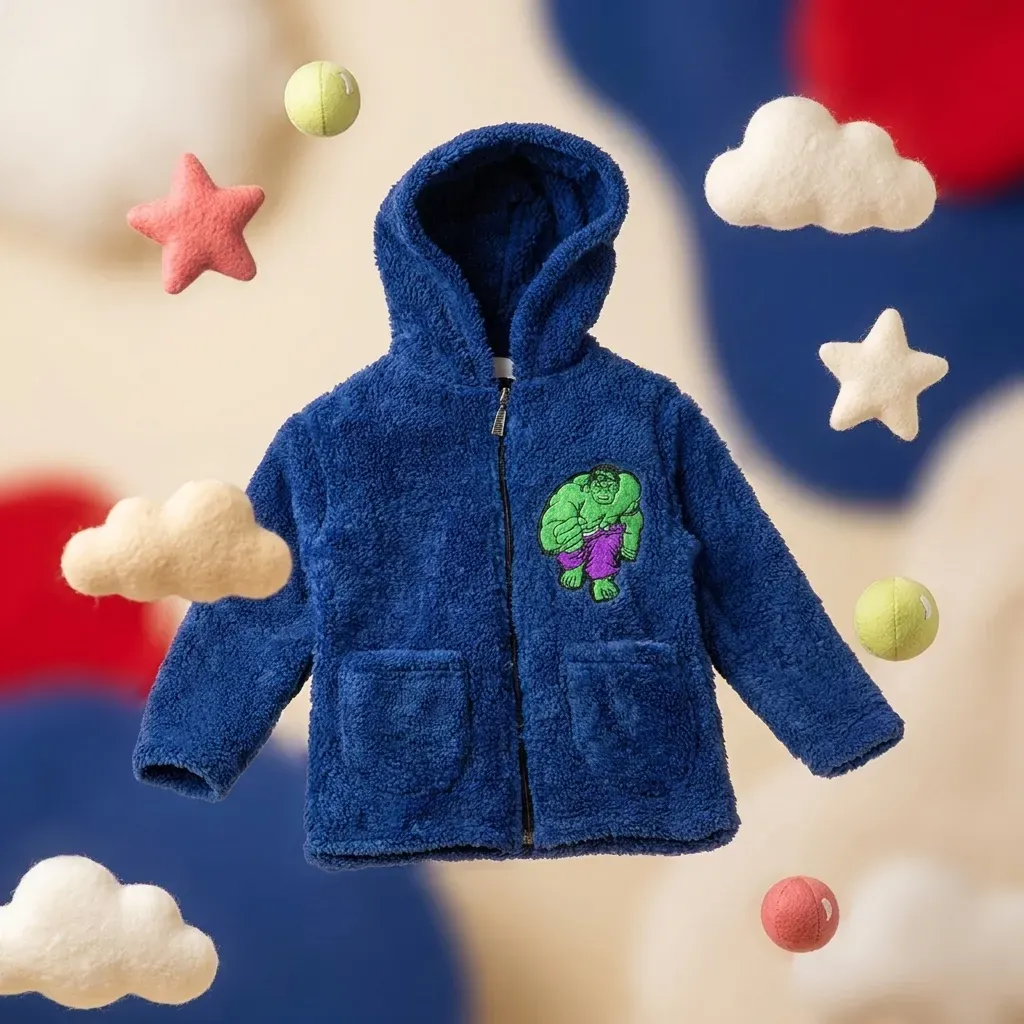 Kids' lightweight zip up hooded fur jacket