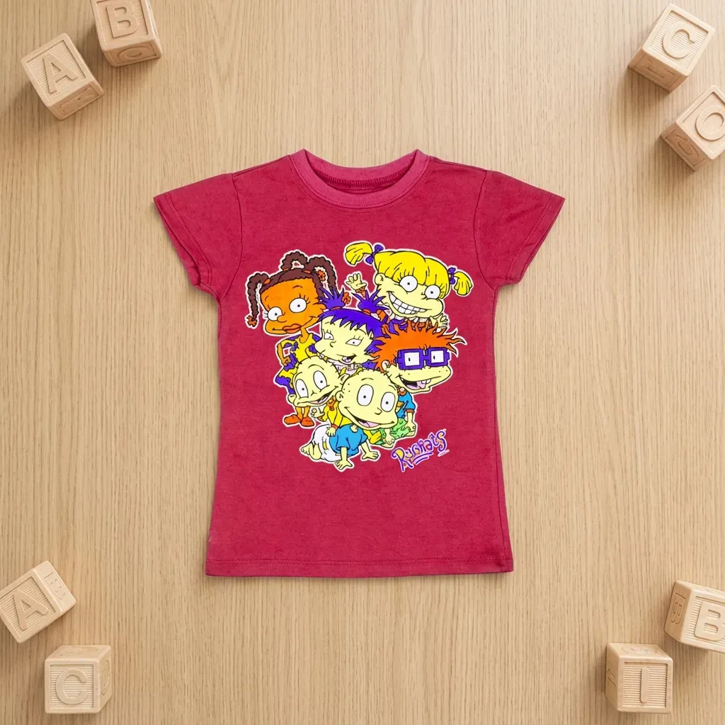 Girls’ summer cotton T-Shirt  regular fit, drack Red | Nebu Kids