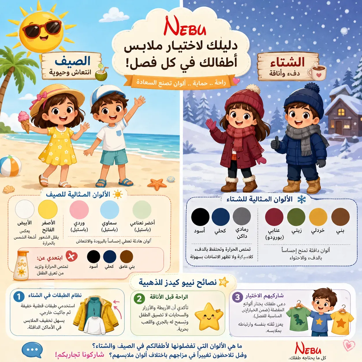 طرق اختيار ملابس الاطفال في فصول السنة